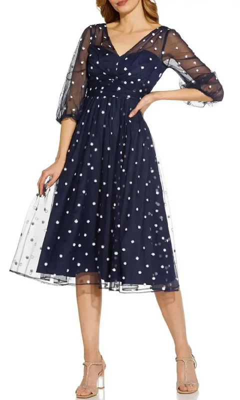 Fashion Touch Adrianna Papell AP1E208991 - Tea Length Polkadot Dress