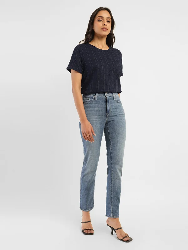 Comfortable Mind Women's High Rise 724 Straight Fit Jeans