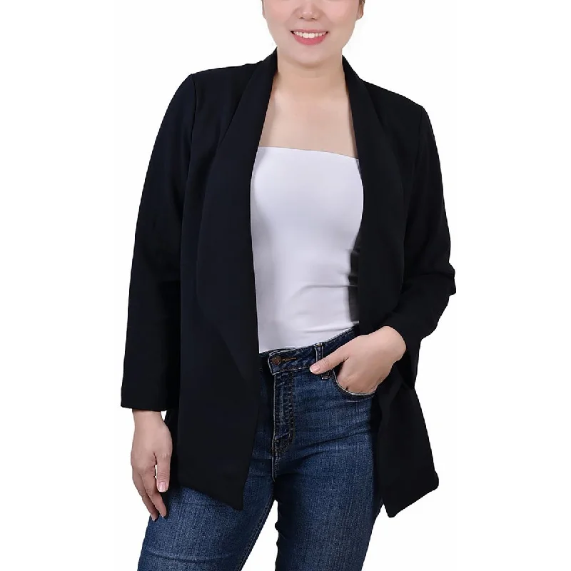 Must-have For Fashion NY Collection Womens Petites Drapey Business Open-Front Blazer