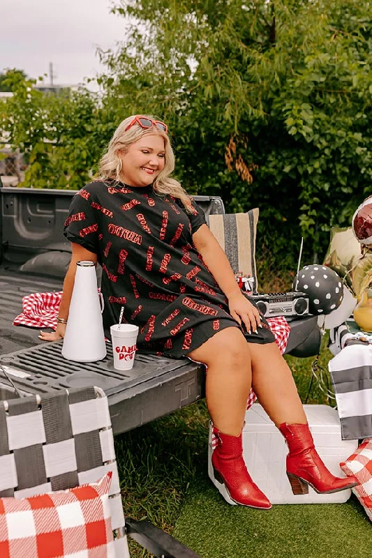 Minimal Classic School Spirit Sequin Embroidered Mini Dress in Georgia Curves