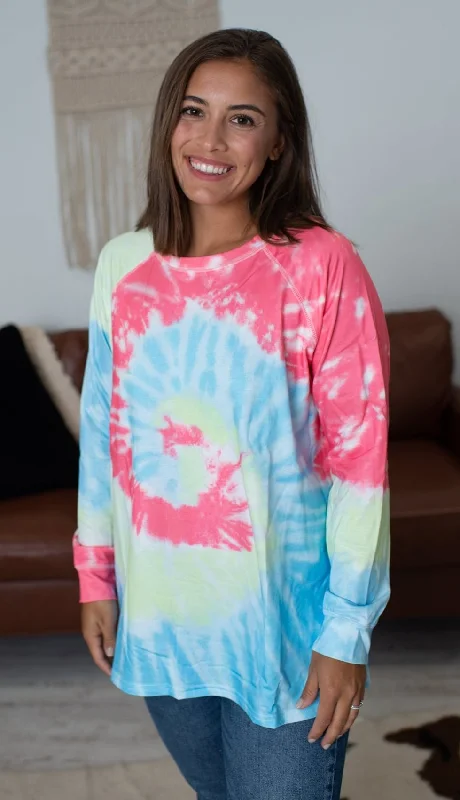 Fashionable And Fashionable Sassy Swirl Tie Dye Tunic, Pink