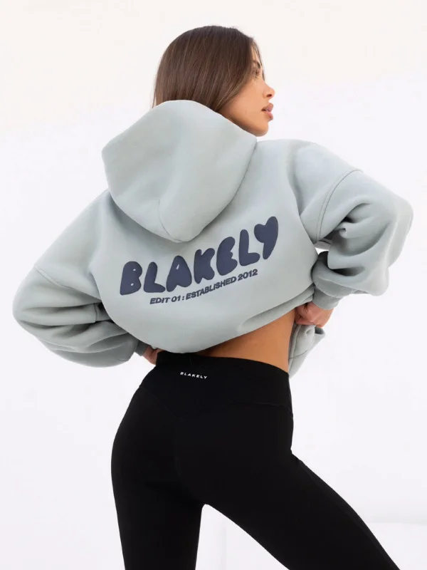 Elegant Series Cloud Print Oversized Hoodie - Mineral Blue