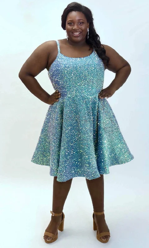 Classic Color Sydney's Closet SC8125 - Scoop Neck Sparkly Cocktail Dress