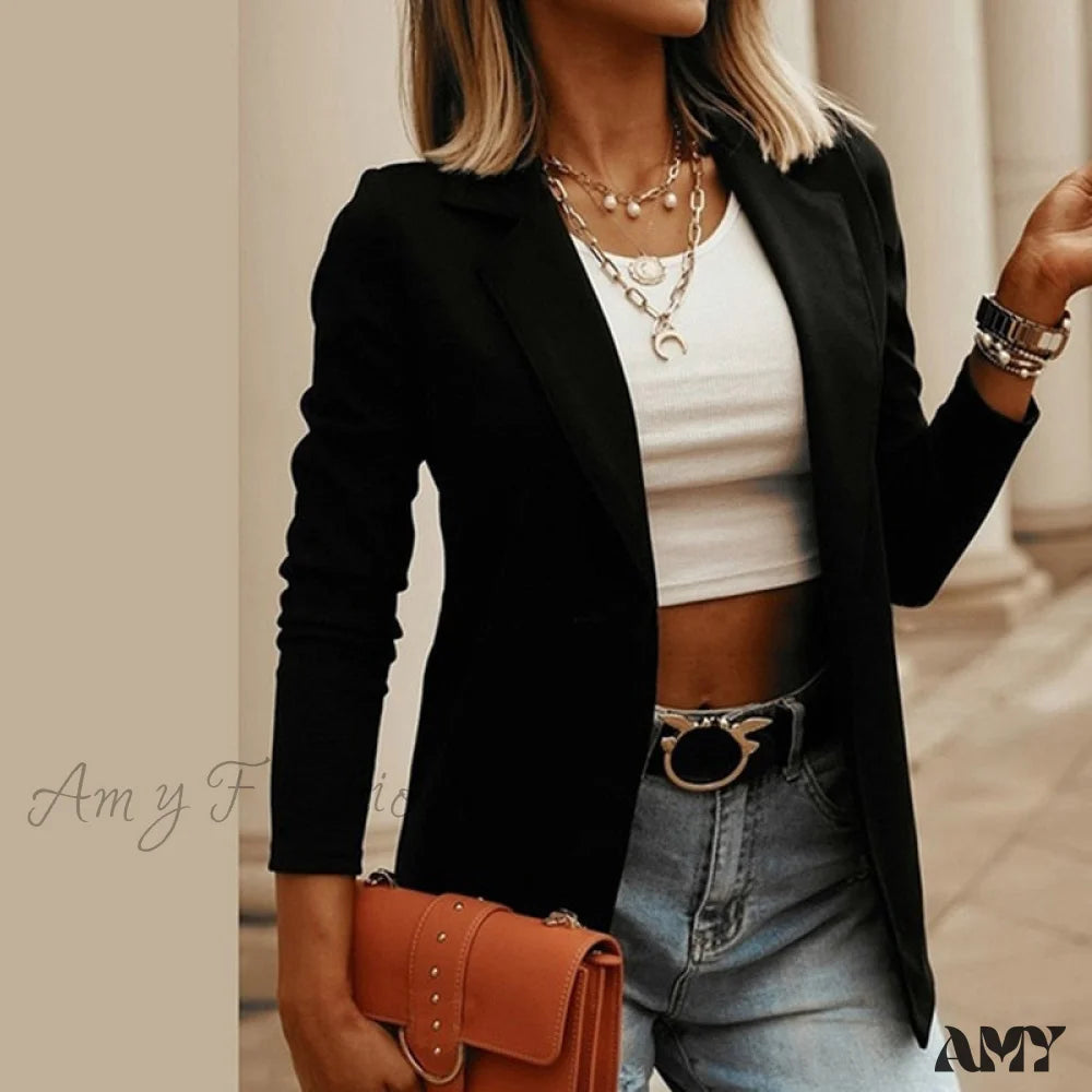 Fashion Must-have Amy Fashion - Office Ladies Elegant Comy Solid Color Blazers
