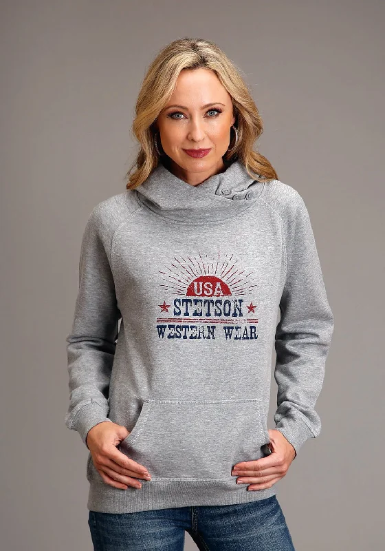 Refreshing Design Stetson Womens Grey Cotton Blend USA Sunburst Hoodie