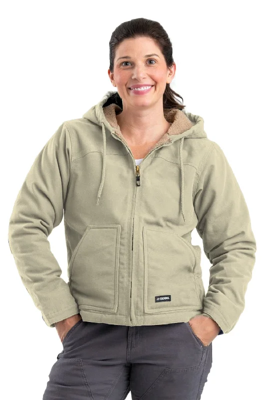 Fashionable And Fashionable Berne Sand 100% Cotton Womens Softstone Hooded Coat Sherpa
