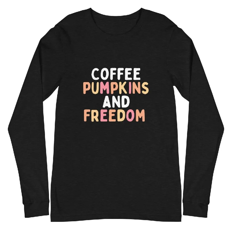 Comfortable Wear Coffee Pumpkins & Freedom Long Sleeve Tee - Women's