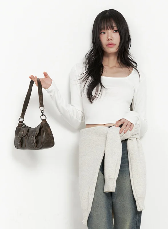 Integrated Design Square Neck Slim-Fit Crop Top ID402