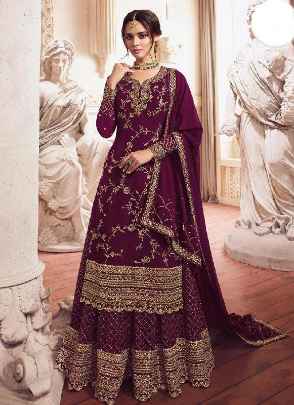 Basic Version Dazzling Purple Georgette Pakistani Palazzo Salwar Suit