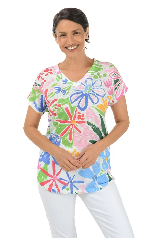 European Plan Rosy Short Sleeve Slub Knit Top