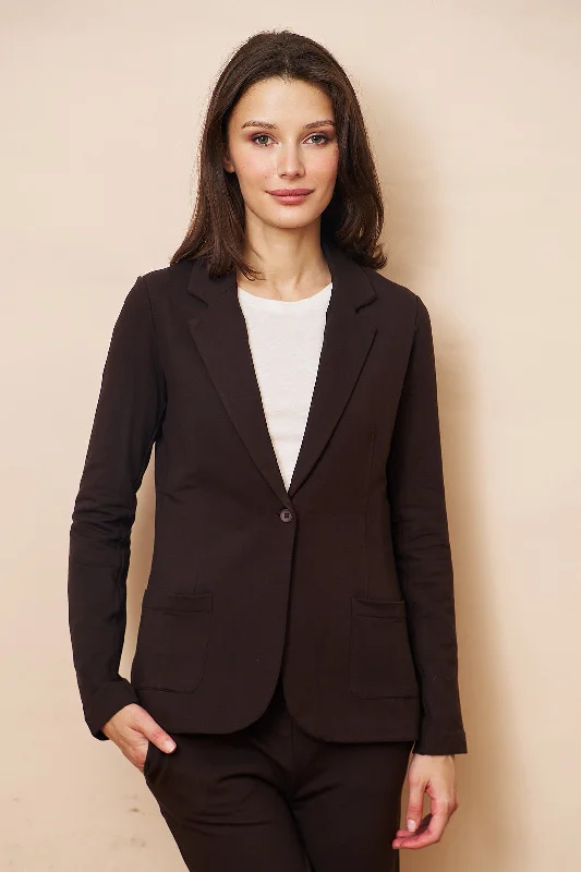 Energy Wear Majestic French Touch One Button Blazer in Coffee