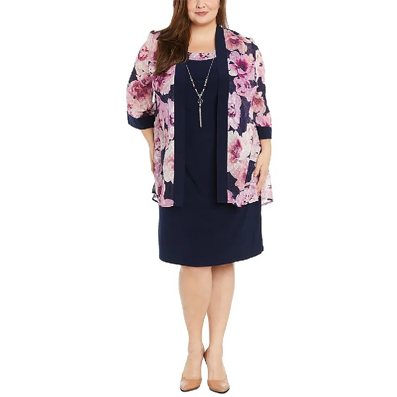 High Street Series R&M Richards Womens Plus Floral Print  Collarless Blazer