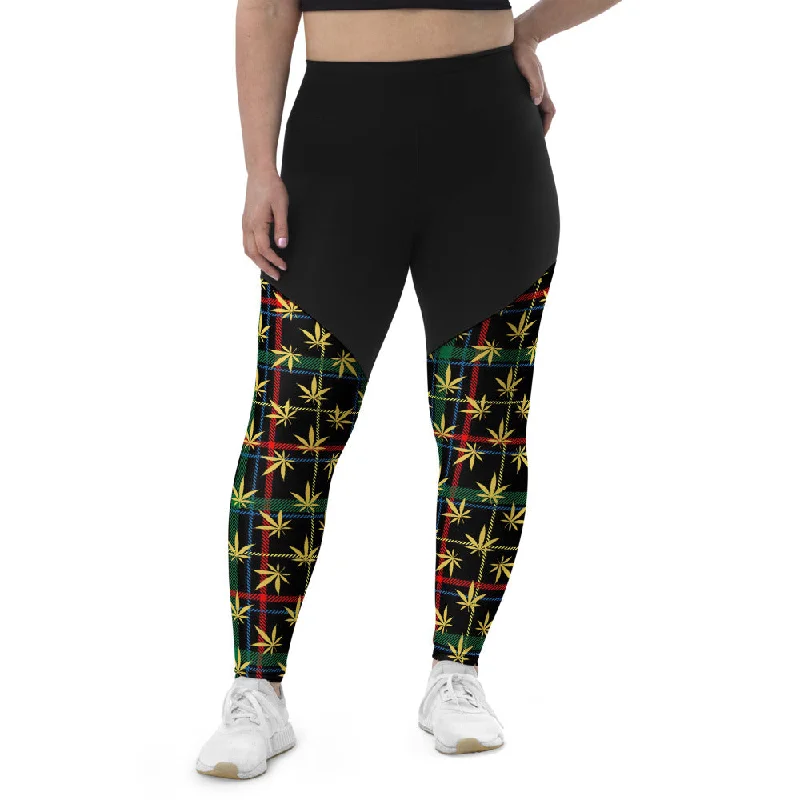Elegant Outline Plaid Sports Leggings