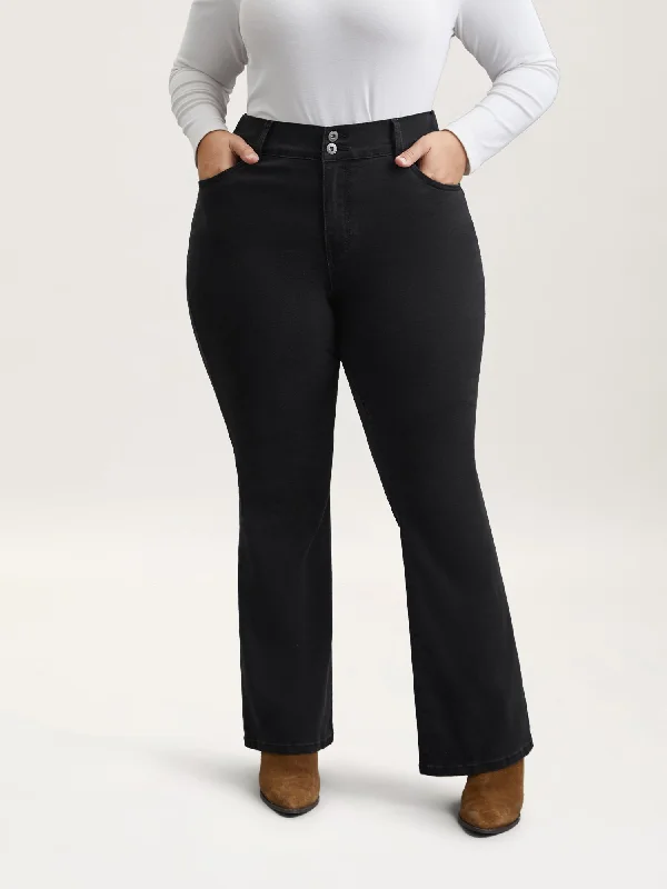 High-end Design Buttons Mid-Rise Curvy Skinny-Fit Jeans