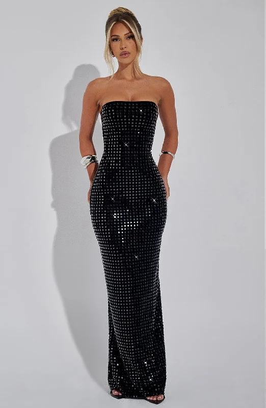 Retro Design Neriah Maxi Dress - Black