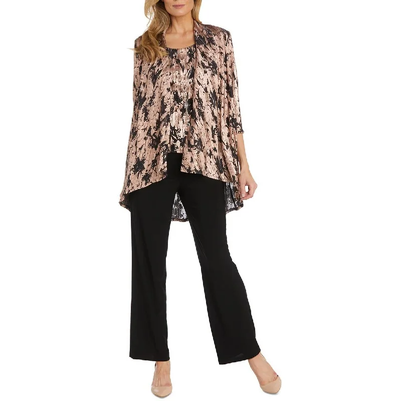 Perfect Tailoring R&M Richards Womens Crinkle Metallic Duster Blazer