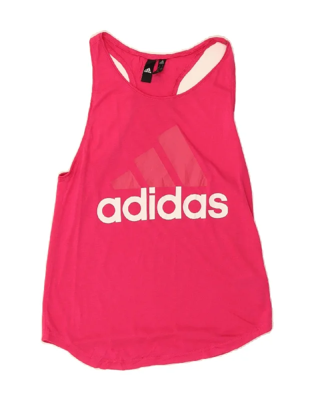 Urban Style ADIDAS Womens Graphic Vest Top UK 8/10 Small Pink Polyester