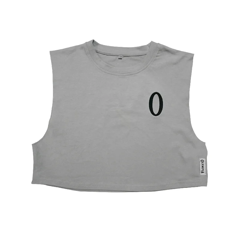 American Style Olympia Women's Cut Off Tank -Light Grey