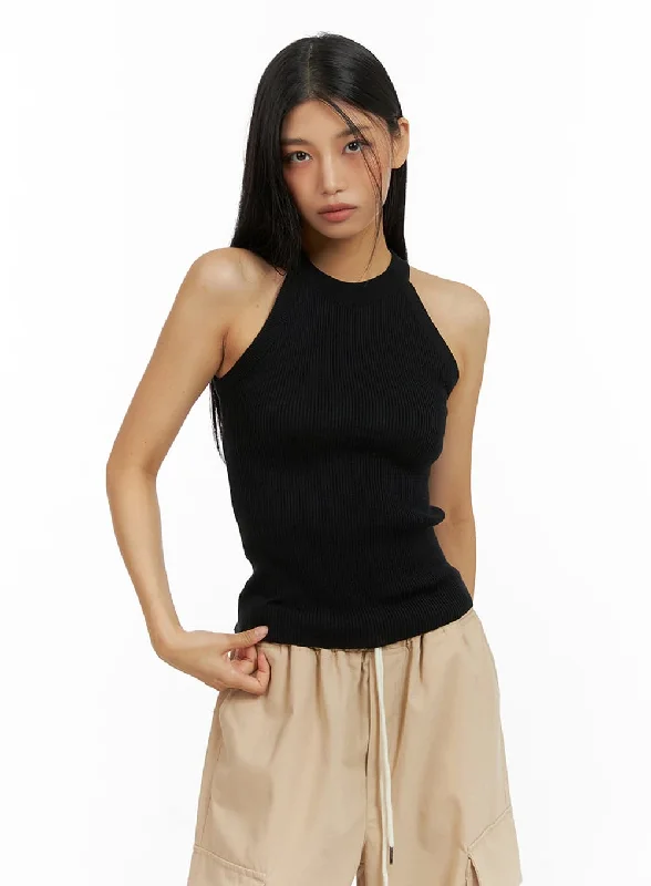 Trendy Items Solid Halter Neck Tank Top IU412