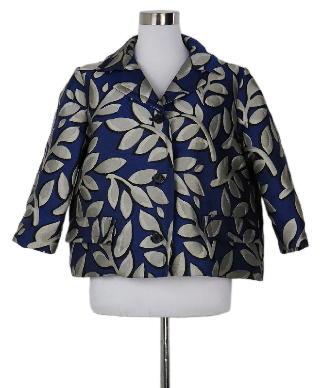 Versatile Itinerary Marni Blue & Grey Floral Blazer sz 8
