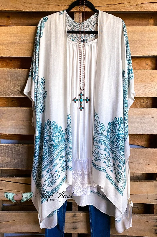 High Street Series Mandala Print Oversized Kimono - Teal