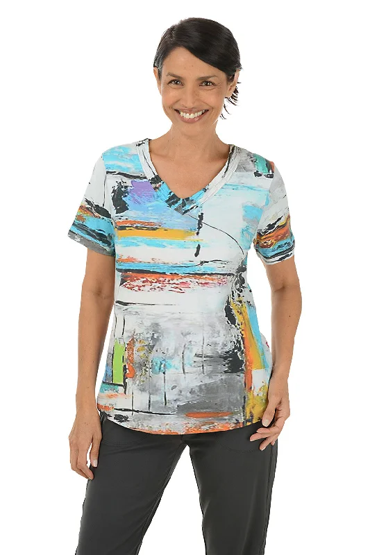Embroidery Design Lucy Shirred V-Neck Tee