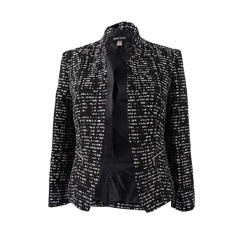 Floral Prints Nine West Women's Kiss-Front Jacquard Blazer