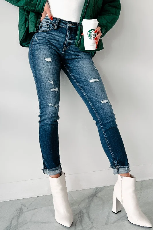Fashion Concept Mary Anne High Rise Distressed Kancan Skinny Jeans (Dark)