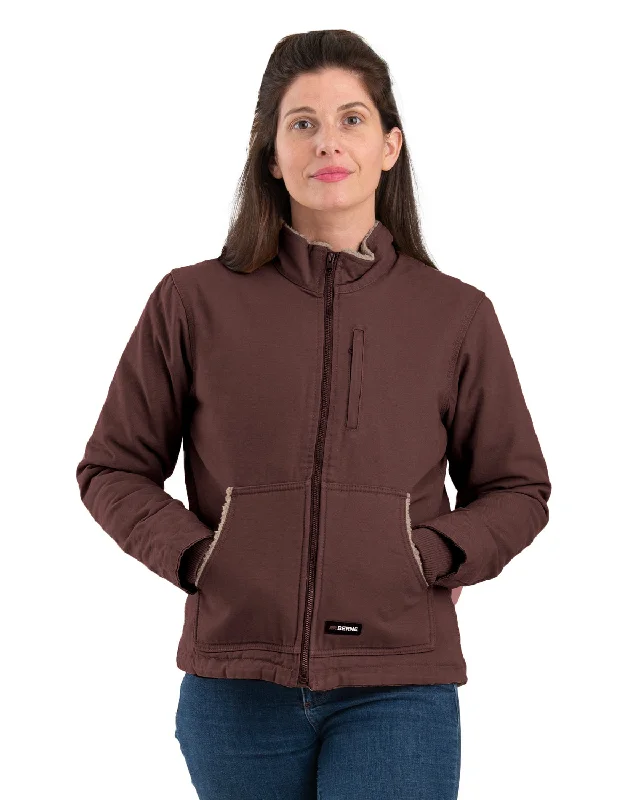 Minimal Classic Berne Womens Sherpa-Lined Softstone Duck Tuscan 100% Cotton Jacket