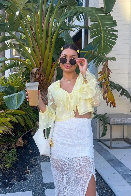 Retro Prints Guilliana Yellow Ruffle Blouse