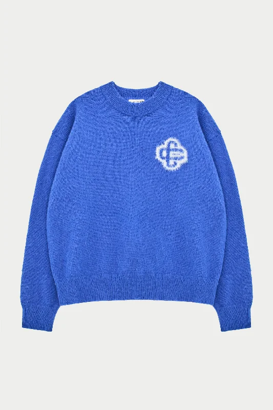 Classic Items FLUFFY EMBLEM KNITTED CREW - COBALT