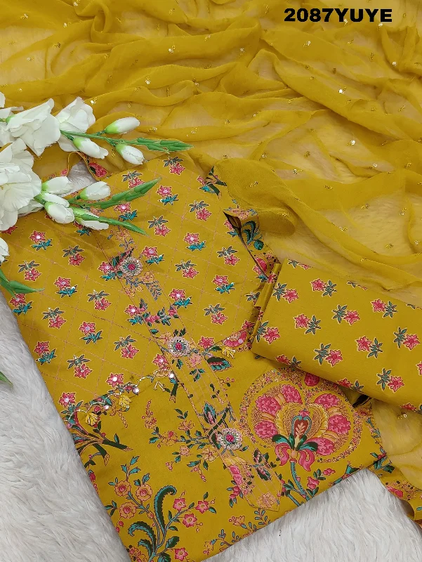 Trendy Items KcPc Beautiful Pure Cotton Silk Printed Style Kashida Work Suit  SAN