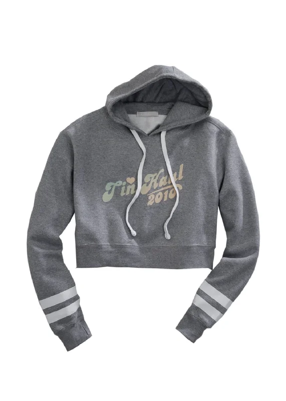 Leisure Sports Tin Haul Womens Grey Cotton Blend Bubble Letters Heart Hoodie