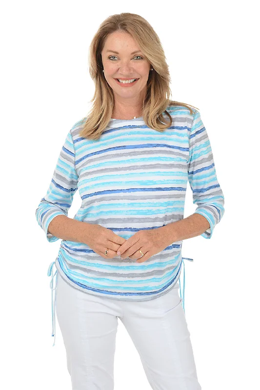 High Street Series Earl Grey Stripe Side Shirred Top
