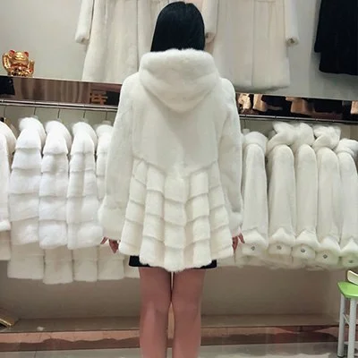 Dressing Tips Real Full Mink Fur Hooded Coats