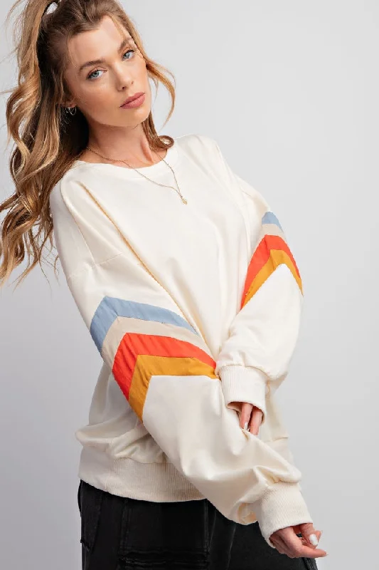 Goddess Outfit Ivory Banded Bottom Terry Pullover