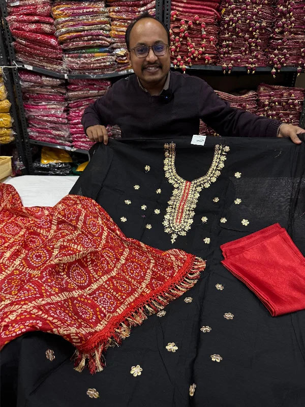 Classic Style KcPc Beautiful Pure Cotton Traditional Style Gotapatti Work Suit