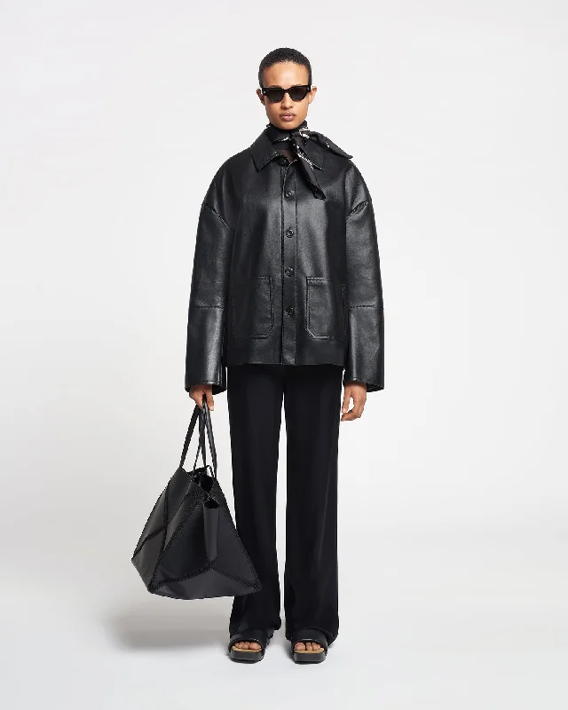 Classic Color Seger - Regenerated Leather Jacket - Black