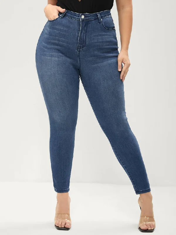 Exquisite Tailoring Skinny Extremely Stretchy High Rise Medium Wash Sculpt Waist Jeans