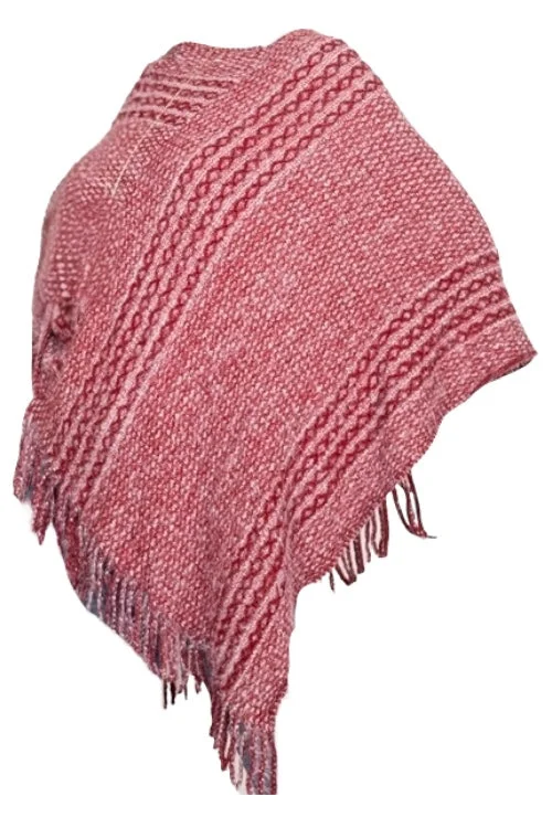 Practical Style Striped Knit Tassel Poncho