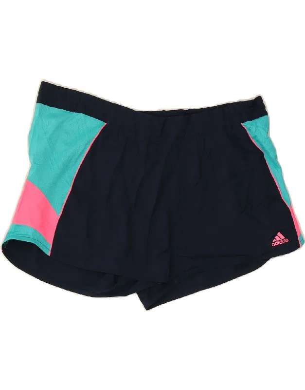 Preview New Products ADIDAS Womens Sport Shorts UK 16 Large  Navy Blue Colourblock Polyester