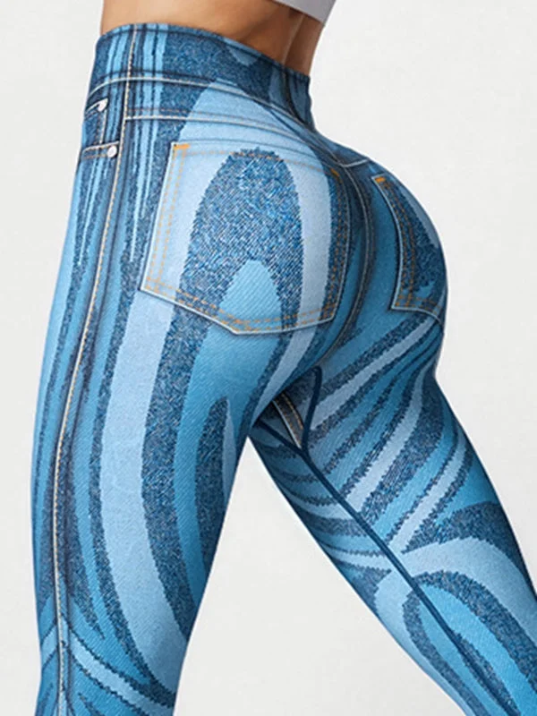 Luxury Customization ZASUWA Female Pocket Denim Scrunch Bum Leggings