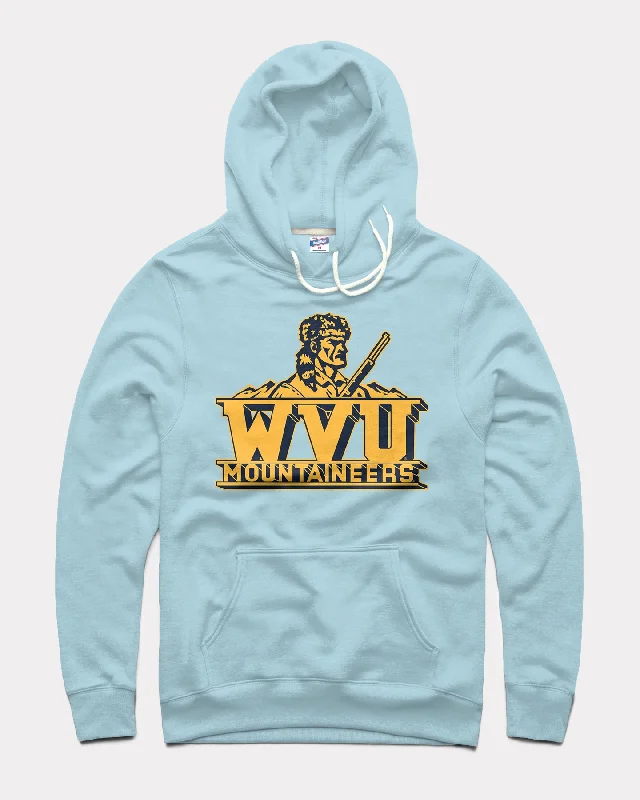Minimal Style WVU Mountaineers Stamp Powder Blue Hoodie