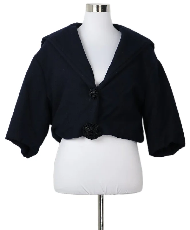 Fresh And Elegant Lanvin Navy Wool Beaded Jacket sz 6