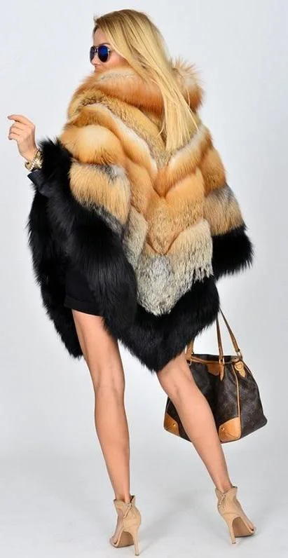 High-end Wear Real Fur Natural Fox Poncho