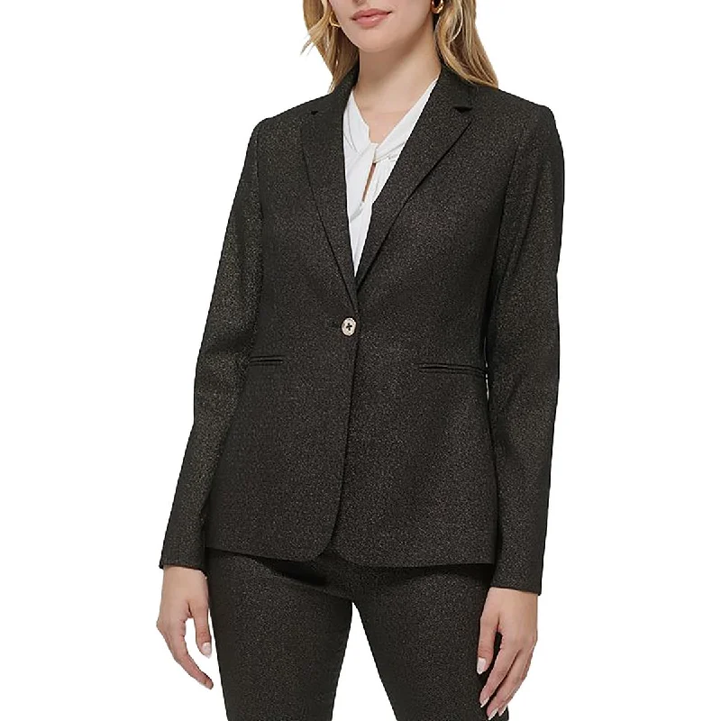 High Street Design Tommy Hilfiger Womens Glitter Rayon One-Button Blazer