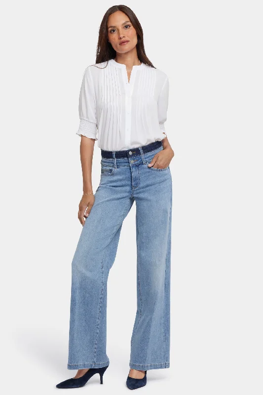 Retro Prints Teresa Wide Leg Jeans - Santiago Sea