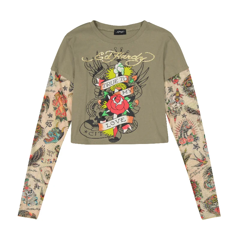 Economic Outlook Dagger Rose Hang Down Baby Tee