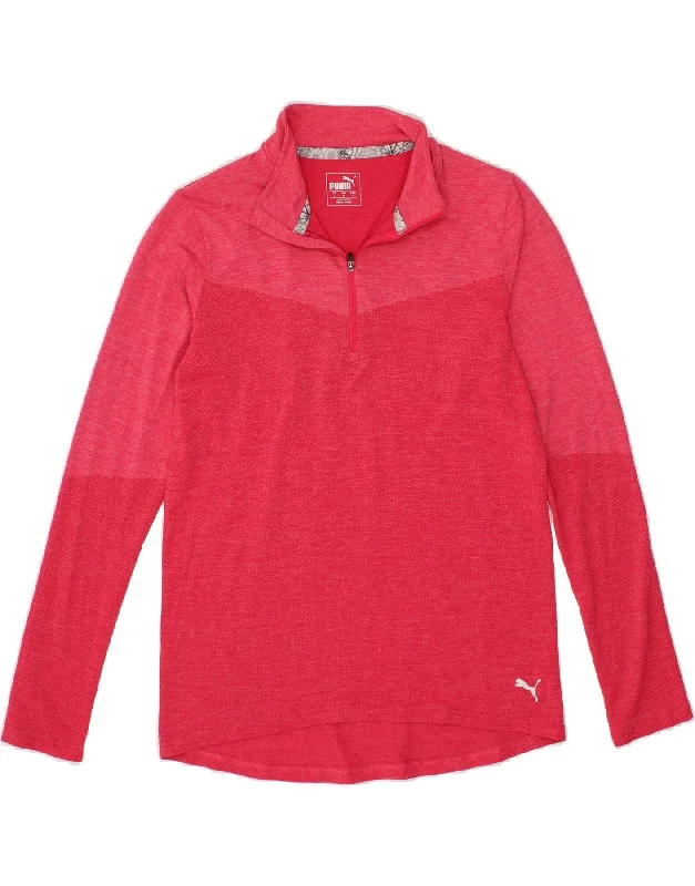 High-end Sense PUMA Womens Zip Neck Pullover Tracksuit Top UK 16 Large Pink