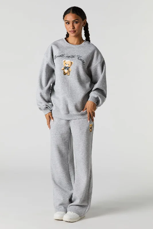 Elegant Series Graphic Fleece Wide Leg Sweatpant